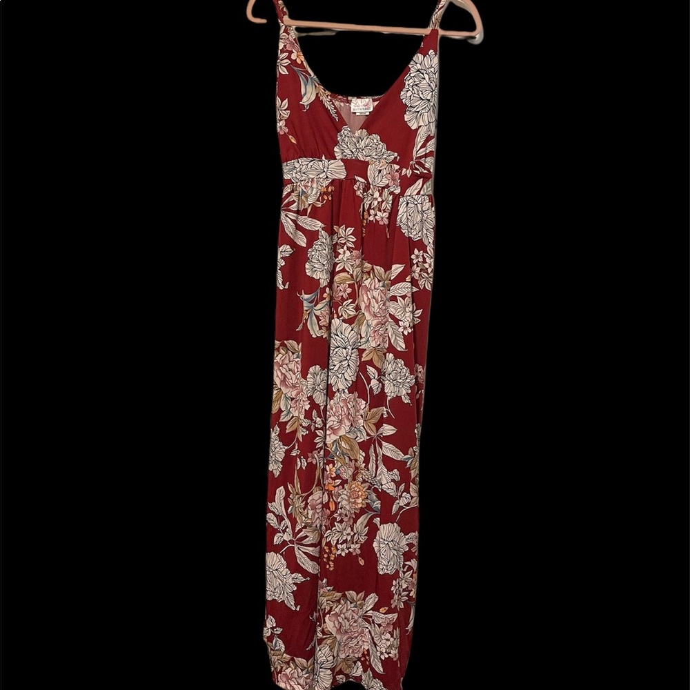 Gorgeous Burgundy Floral Tie-back Dress
